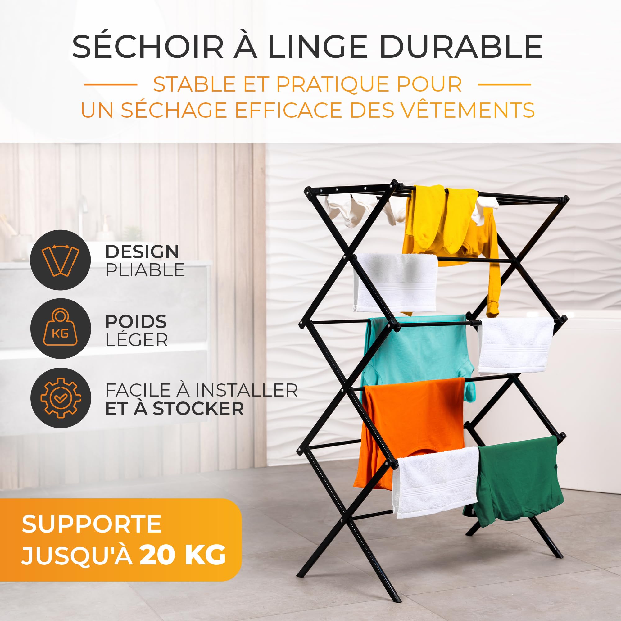 Tendedero plegable para ropa, ajustable, sin instalación, para