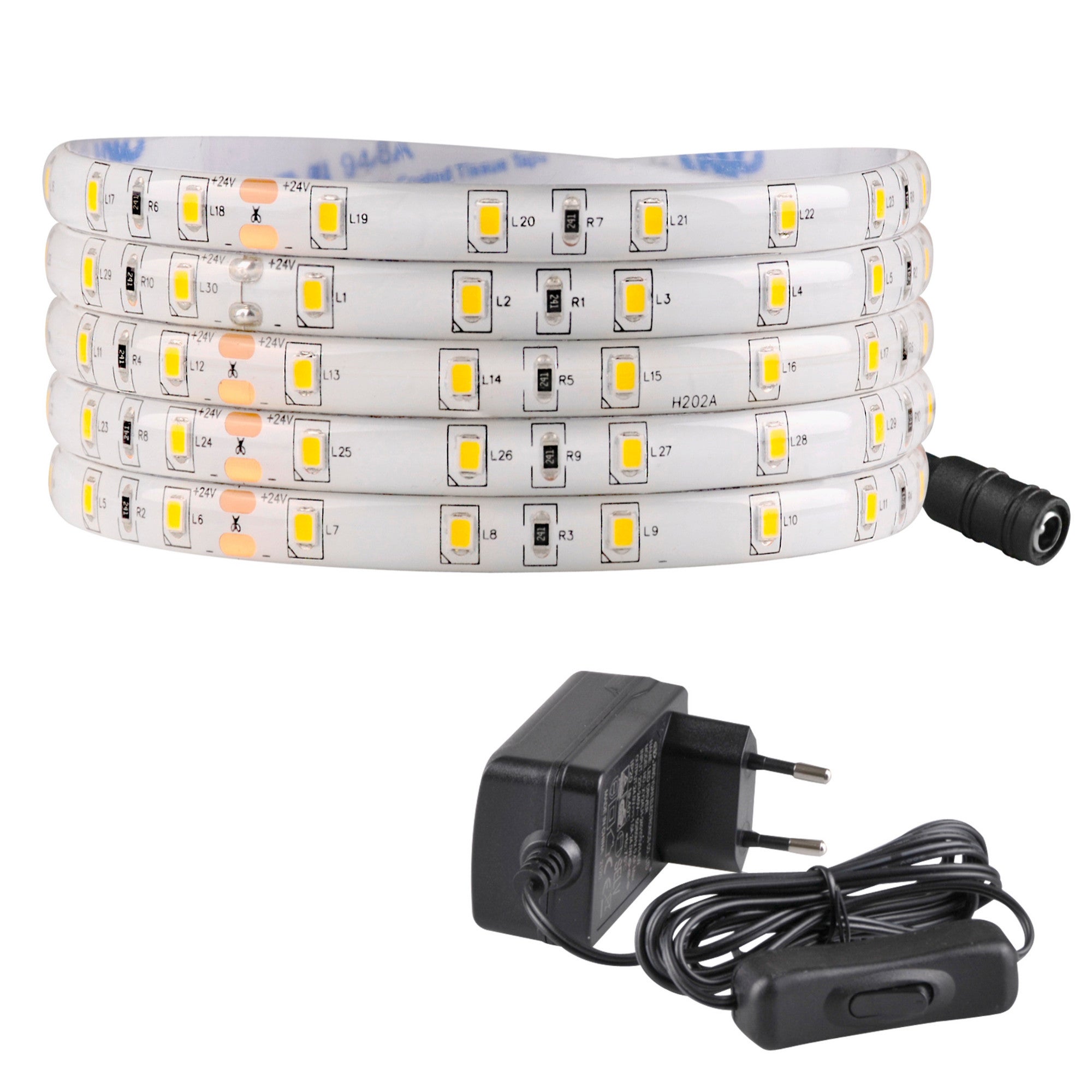 Zestaw taśma LED 24V 2m IP65 4000K zasilacz, włącznik ON/OFF Polux