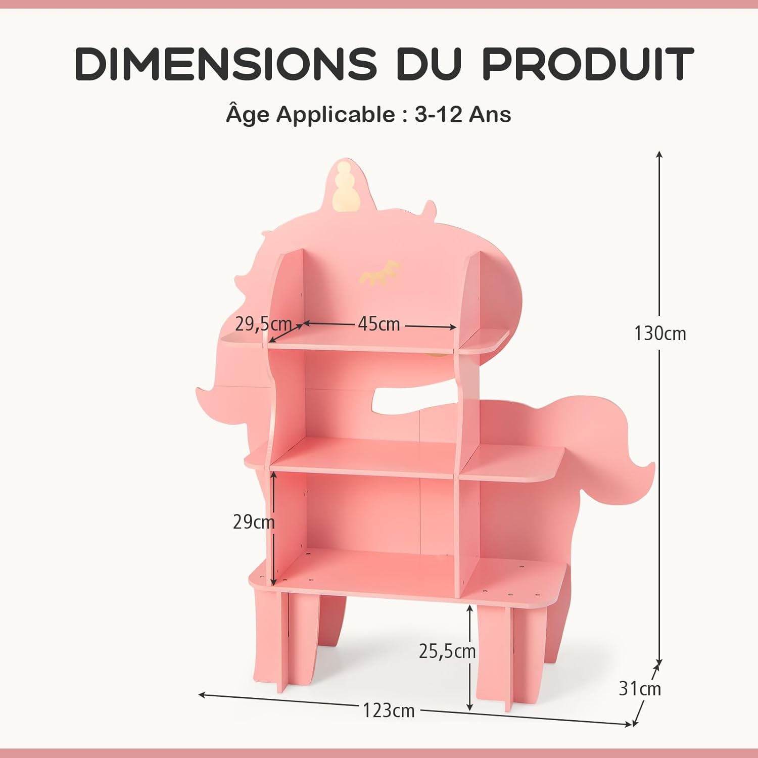 Libreria in Legno per Bambini, Organizzatore di Archiviazione Giocattoli con Ripiani, Adorabile Scaffale con Anti-Ribaltamento per Stanza dei - 3