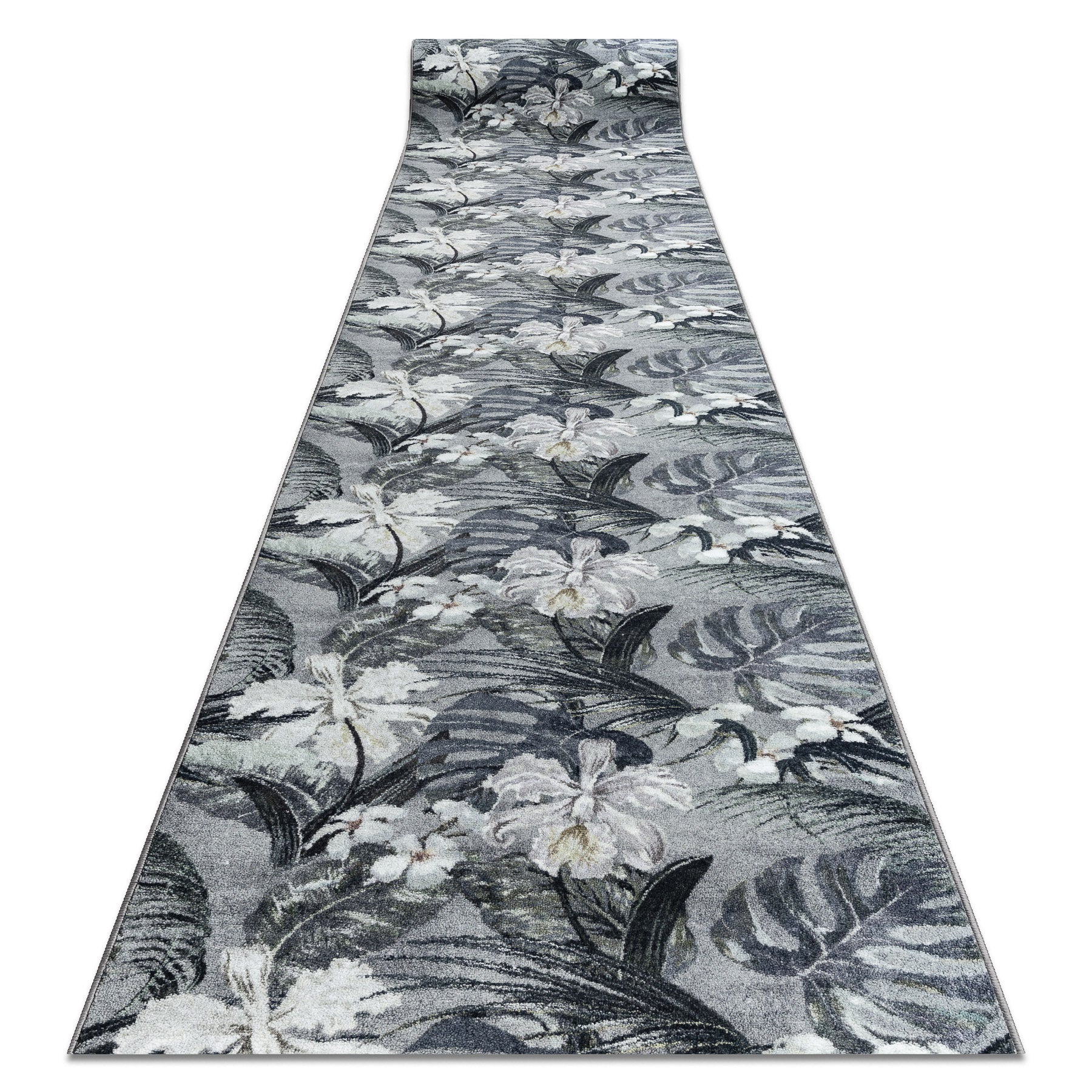 Alfombra de pasillo con refuerzo de goma monstera hojas, gris 67 cm 67x290 cm