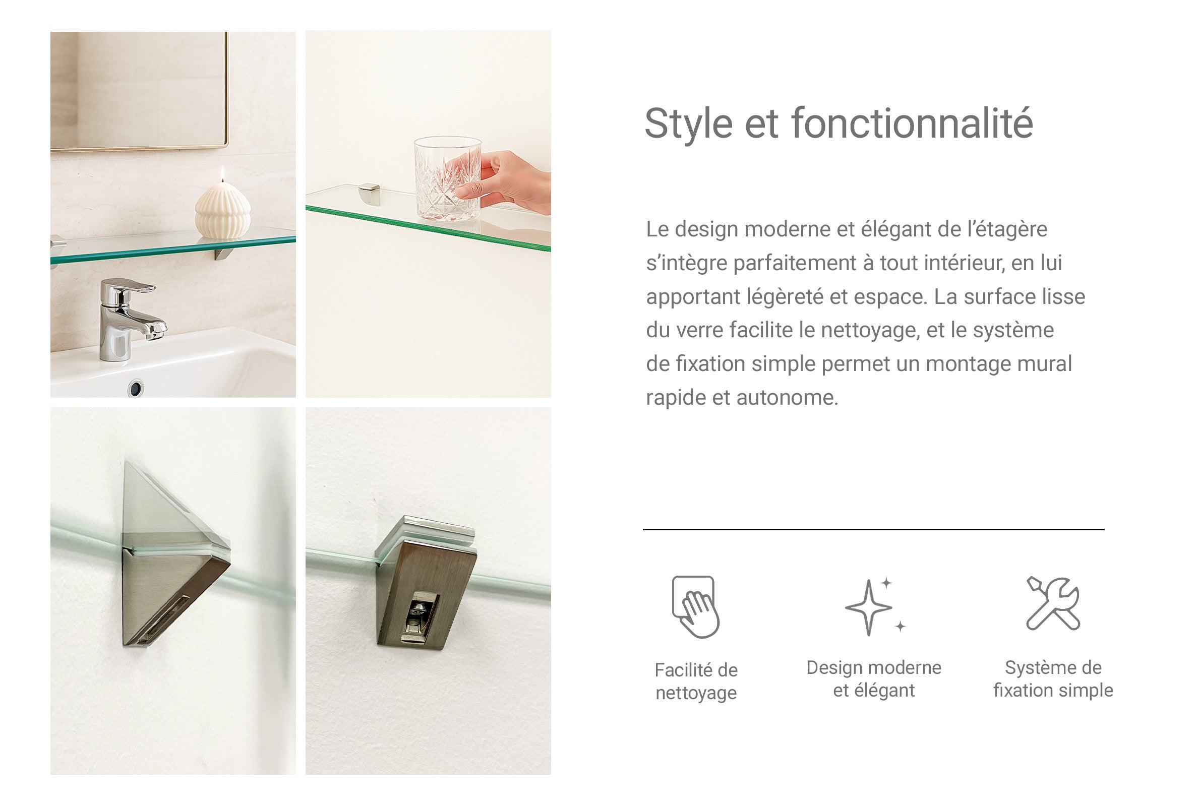 Mensola a parete in vetro resistente e sicura mensola decorativa per casa e appartamento 50x13 cm Art Print Cave - 3