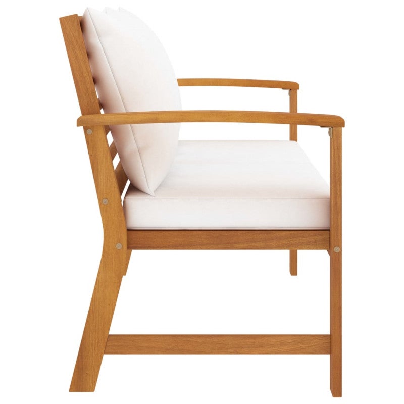 Banc de jardin avec coussin crème 120 cm Bois solide d acacia - 3
