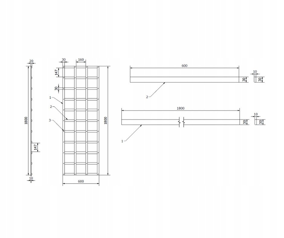 Kratka prosta Roma bez ramy 60x180 cm - 2