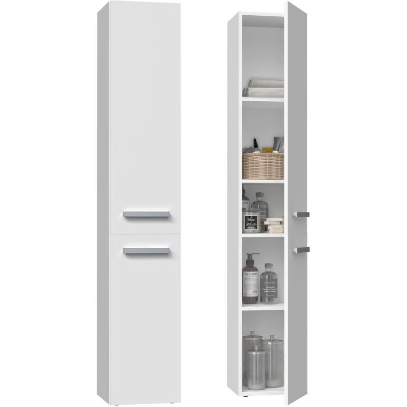 KOMMA - Mobile bagno a 2 ante - 31x30x174 cm - Colonna portaoggetti bagno - 2