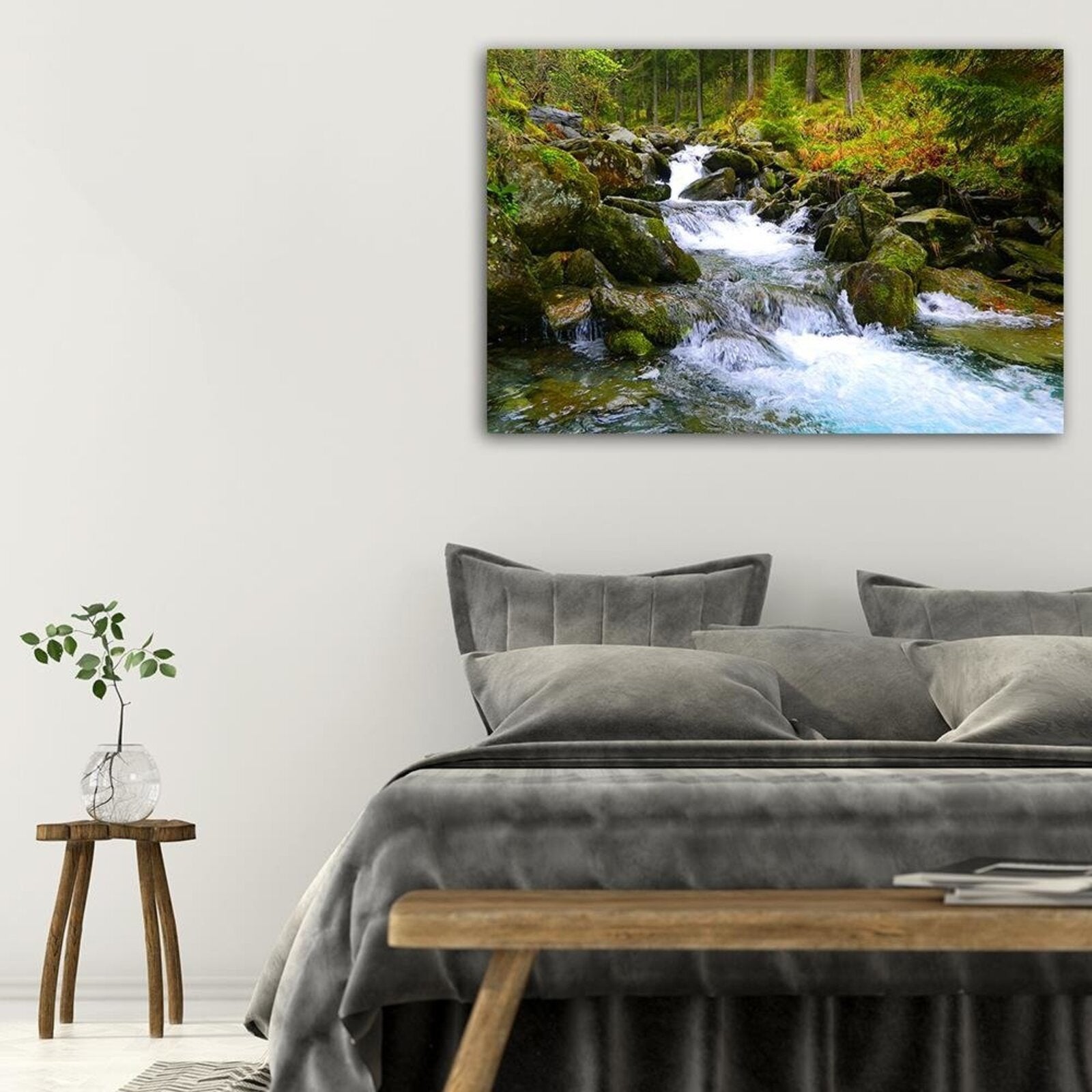 Tableau ruisseau de montagne bois 3 - 120 x 80 cm - 2
