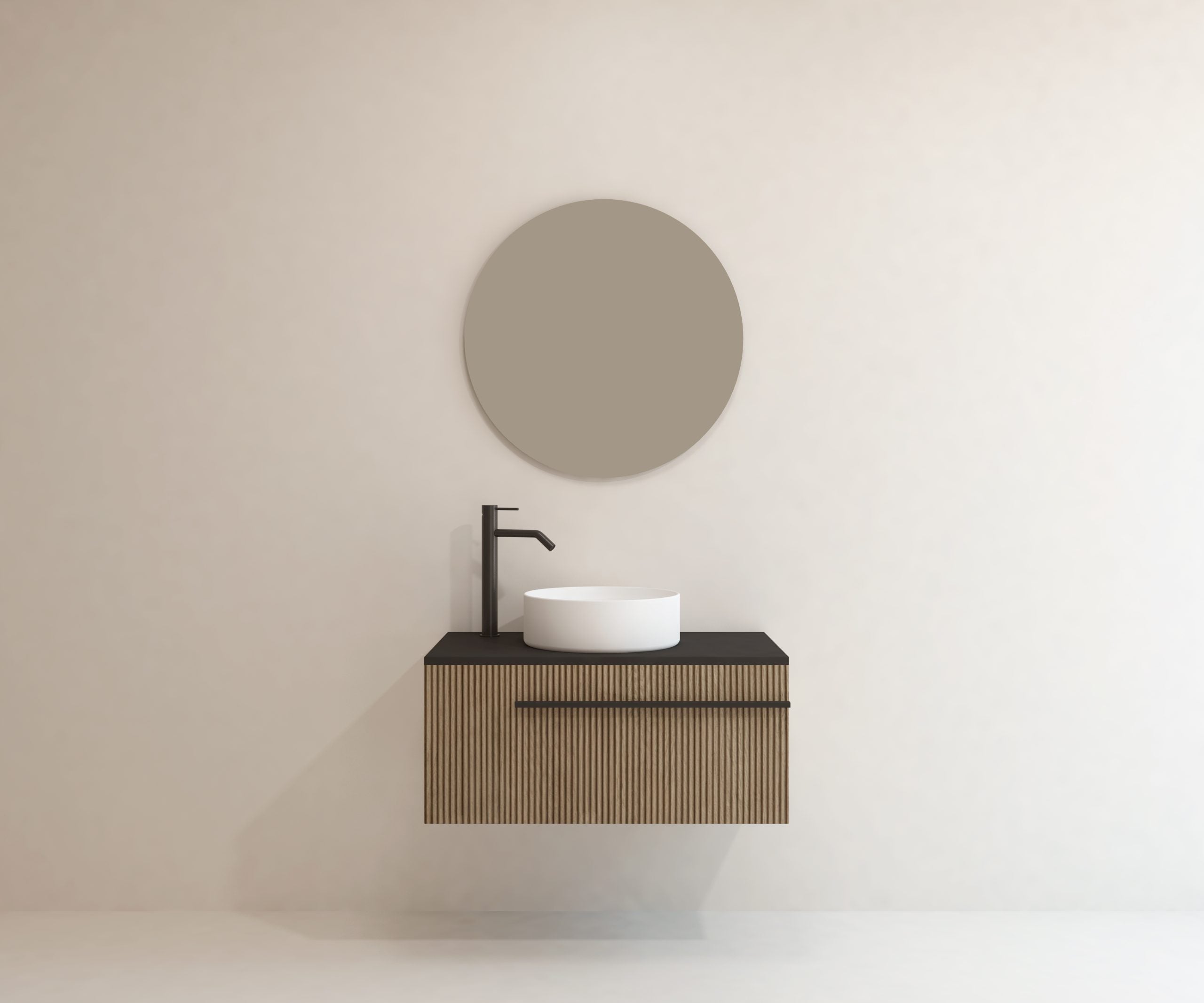 Ensemble de salle de bains Avantarea VOUGLANS Alcatraz 80 cm + lavabo + miroir rond - 4