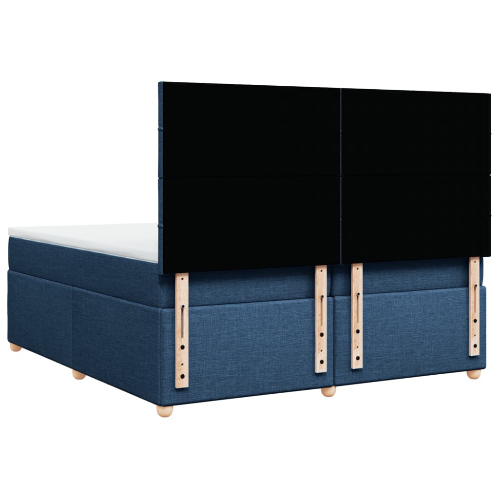 Maison Exclusive - Sommier à lattes de lit avec matelas Bleu 200x200 cm Tissu - 6