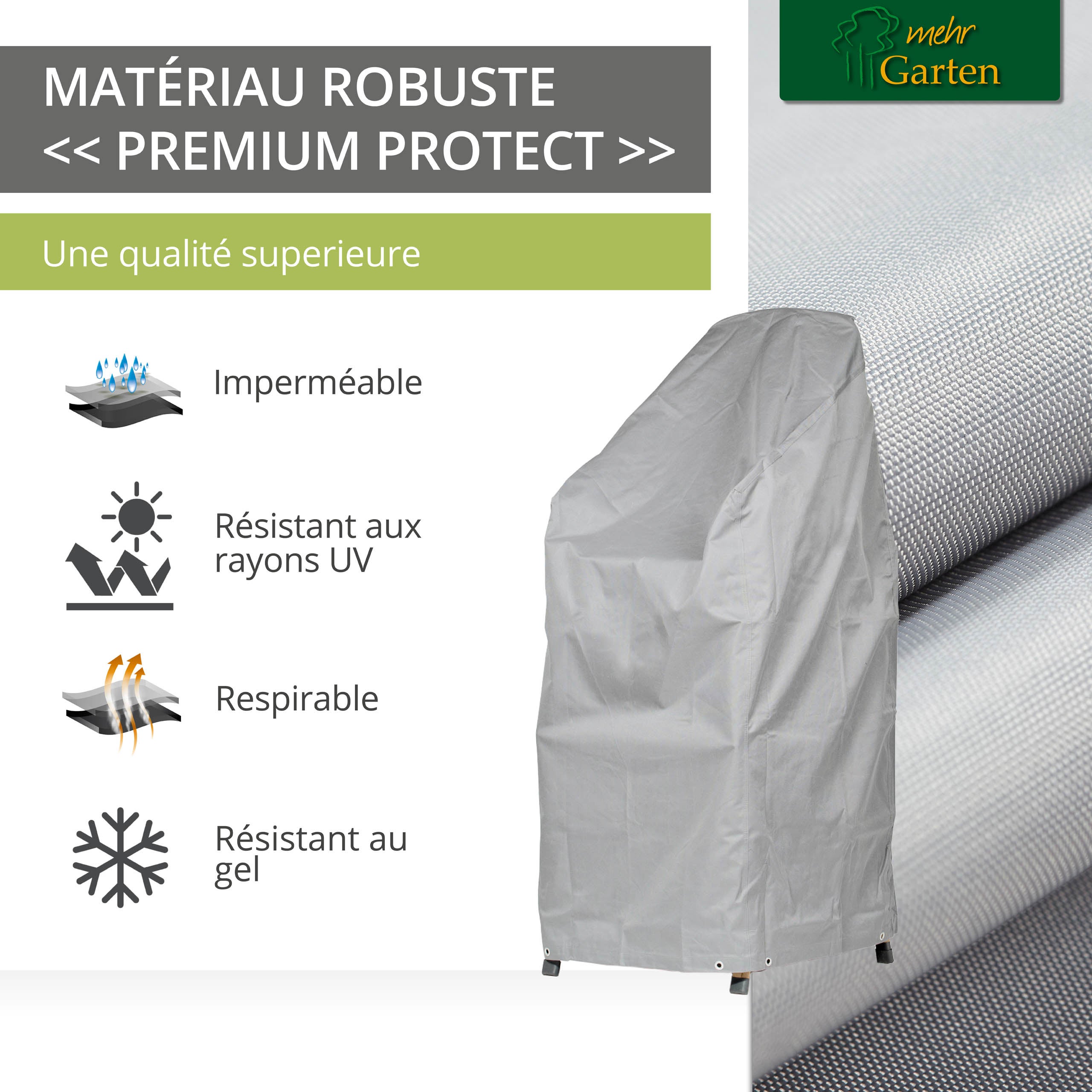 Mehr Garten - Pokrowiec na krzesła Premium PROTECT, 68 (szer.) x 96 (gł.) x 110/150 (wys.) cm I Wodoodporny pokrowiec ochronny na meble ogrodowe, - 2