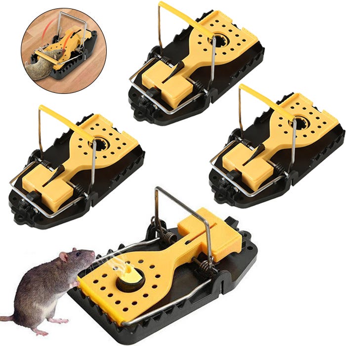 Piège à Souris Réinitialisable 3 Pièces - Compatible Seau 5 Litres, Sans Tue, Intérieur Extérieur Jaune