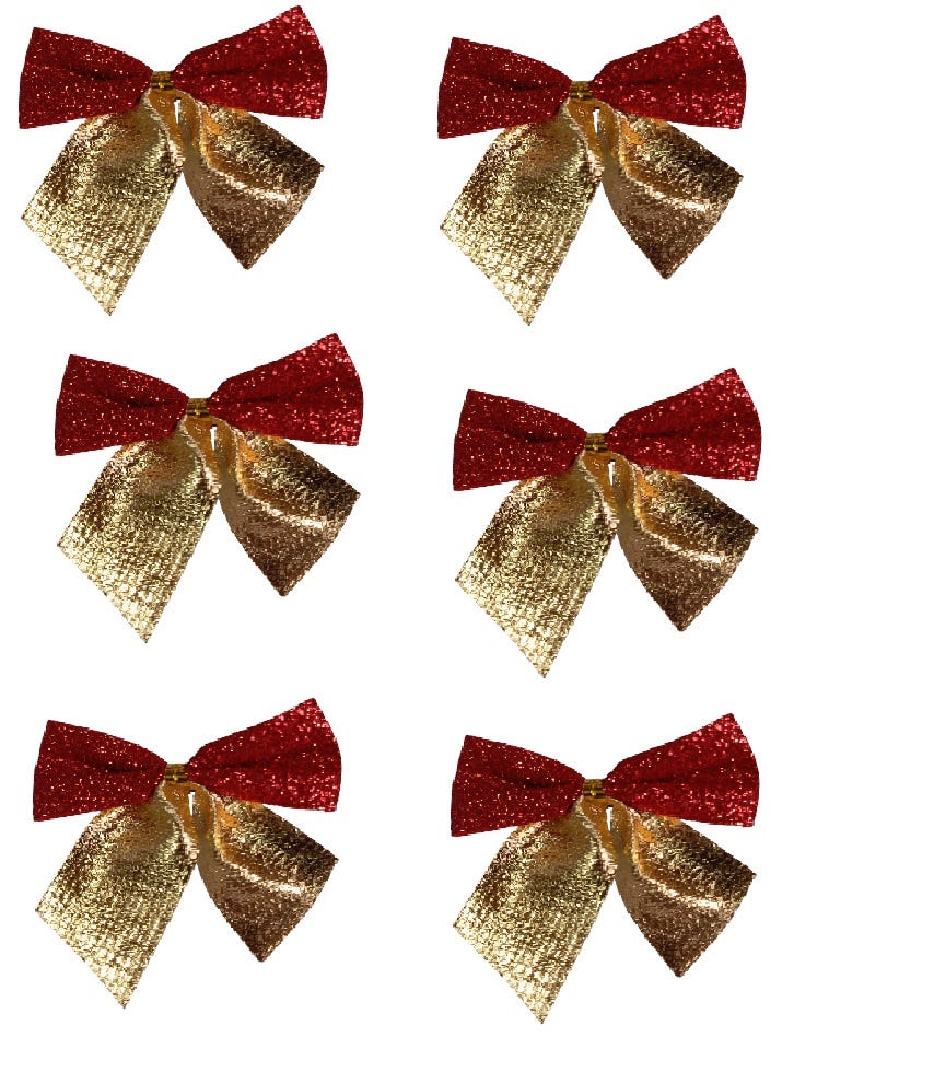 YankMooM 6 fiocchi per albero di Natale, in tela naturale rustica YankMooM 6 fiocchi per albero di Natale, in tela naturale rustica