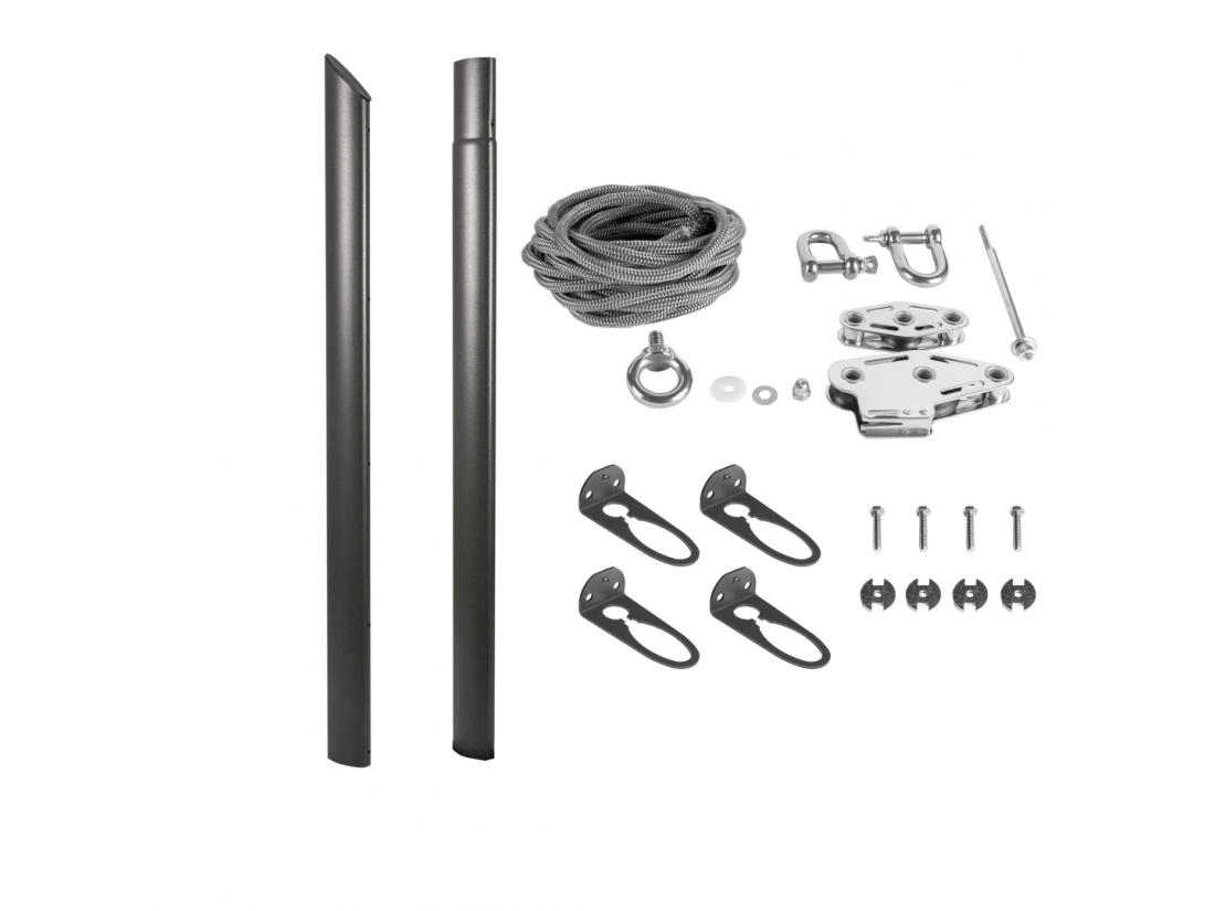 Mât Pour Voiles Ombrage En Acier Couleur Anthracite Hauteur Réglable 275cm Avec Fixation Murales - 4