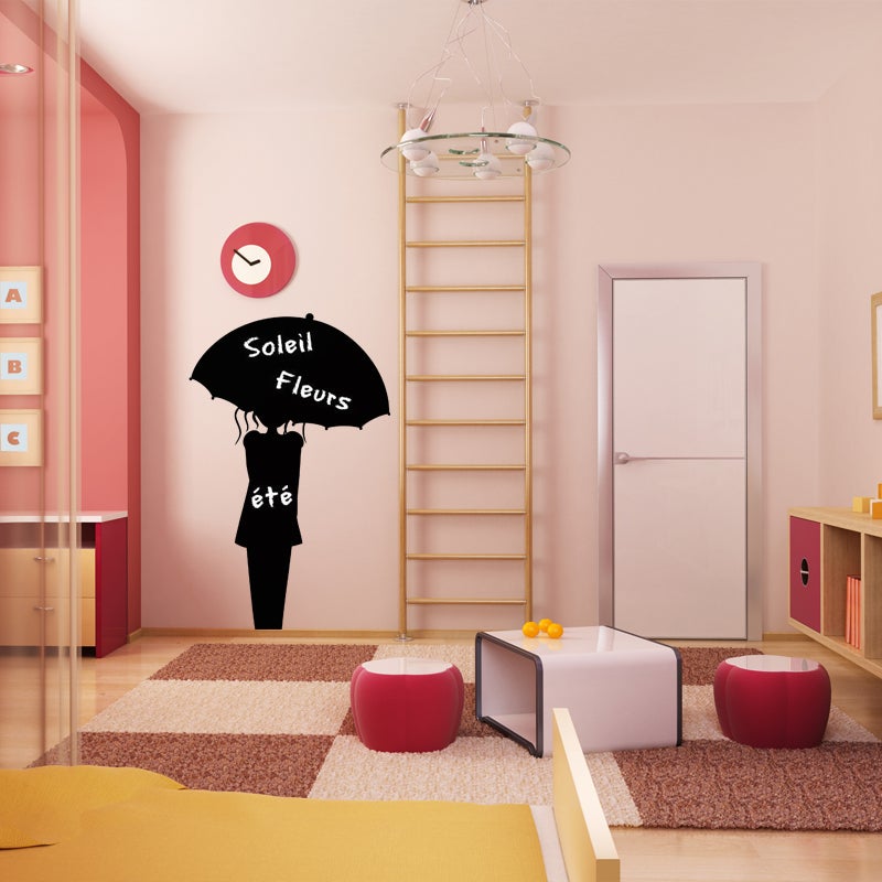 Adesivo ardesia Donna con l'ombrello - Sticker adesivo - adesivi murali - 135X85cm - 3