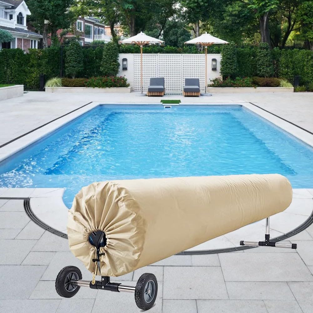 Cubierta enrollable para piscinas de 550 x 96 cm, fabricada en tela Oxford resistente, ideal para proteger del sol en el jardín o la piscina. - 4