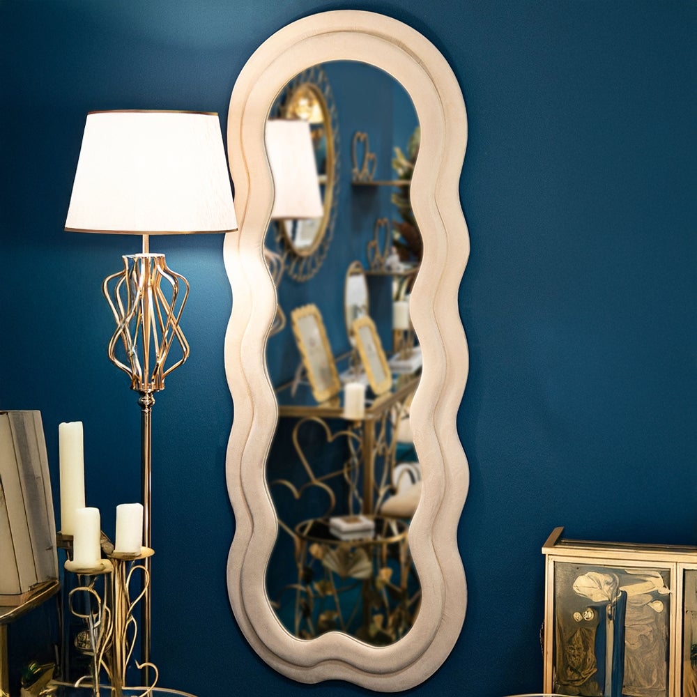 Miroir mural ou sur pied design ondulé en velours 60x160cm Miki - 2