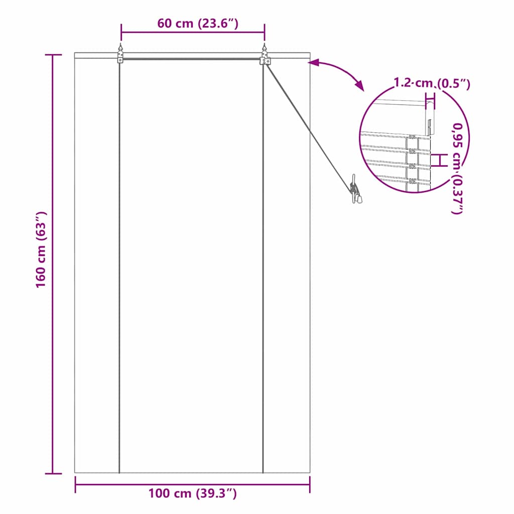 Roleta z zasłonami natura 100 x 160 cm Bambus vidaXL - 3