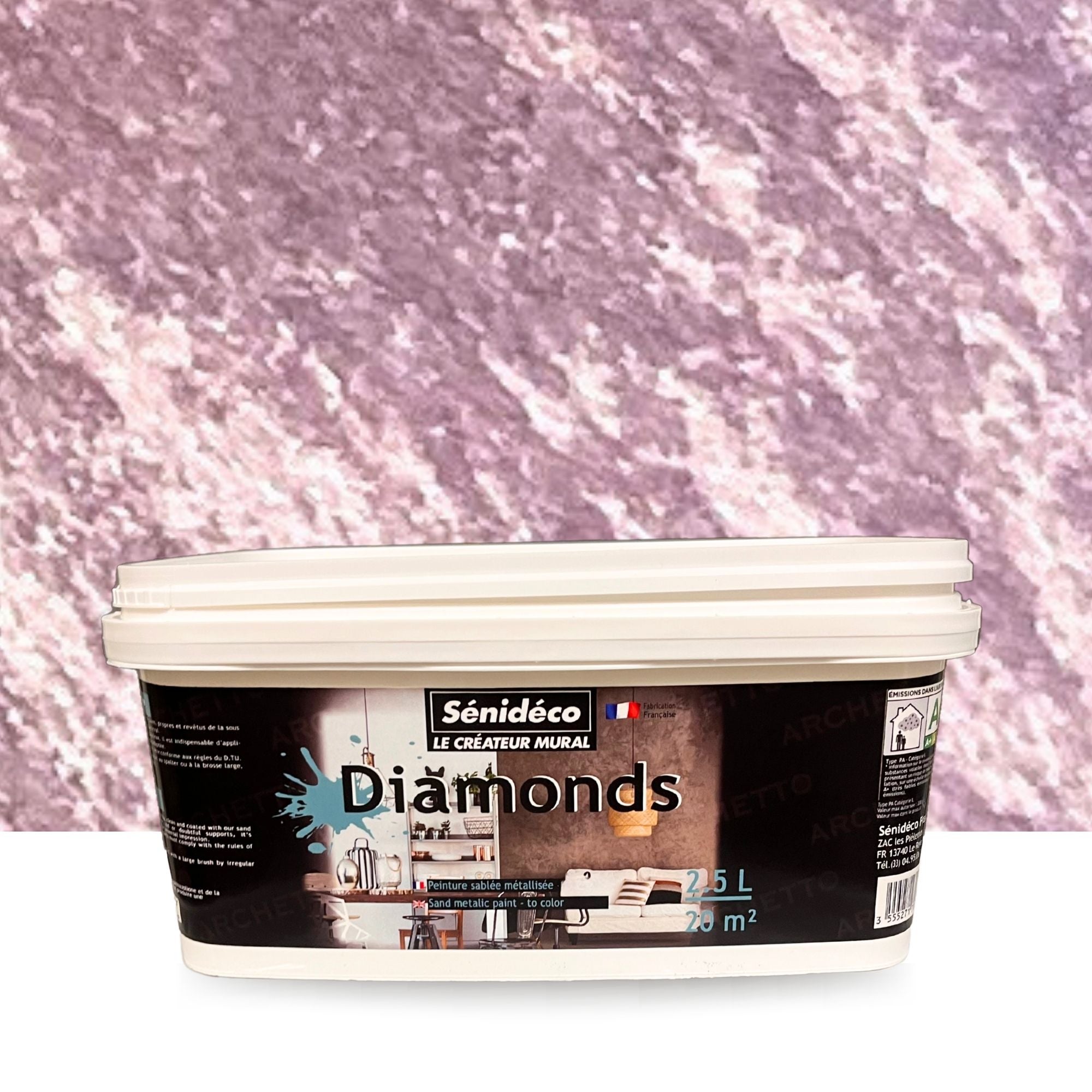 Peinture décorative sablée métallisée - DIAMONDS 2,5L pour 20m² coloris ...