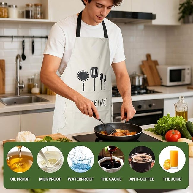 Tablier De Cuisine Stylé 'I Love Penguins' En Tissu Oxford Résistant Avec Poche - Noir, Taille Unique Adulte