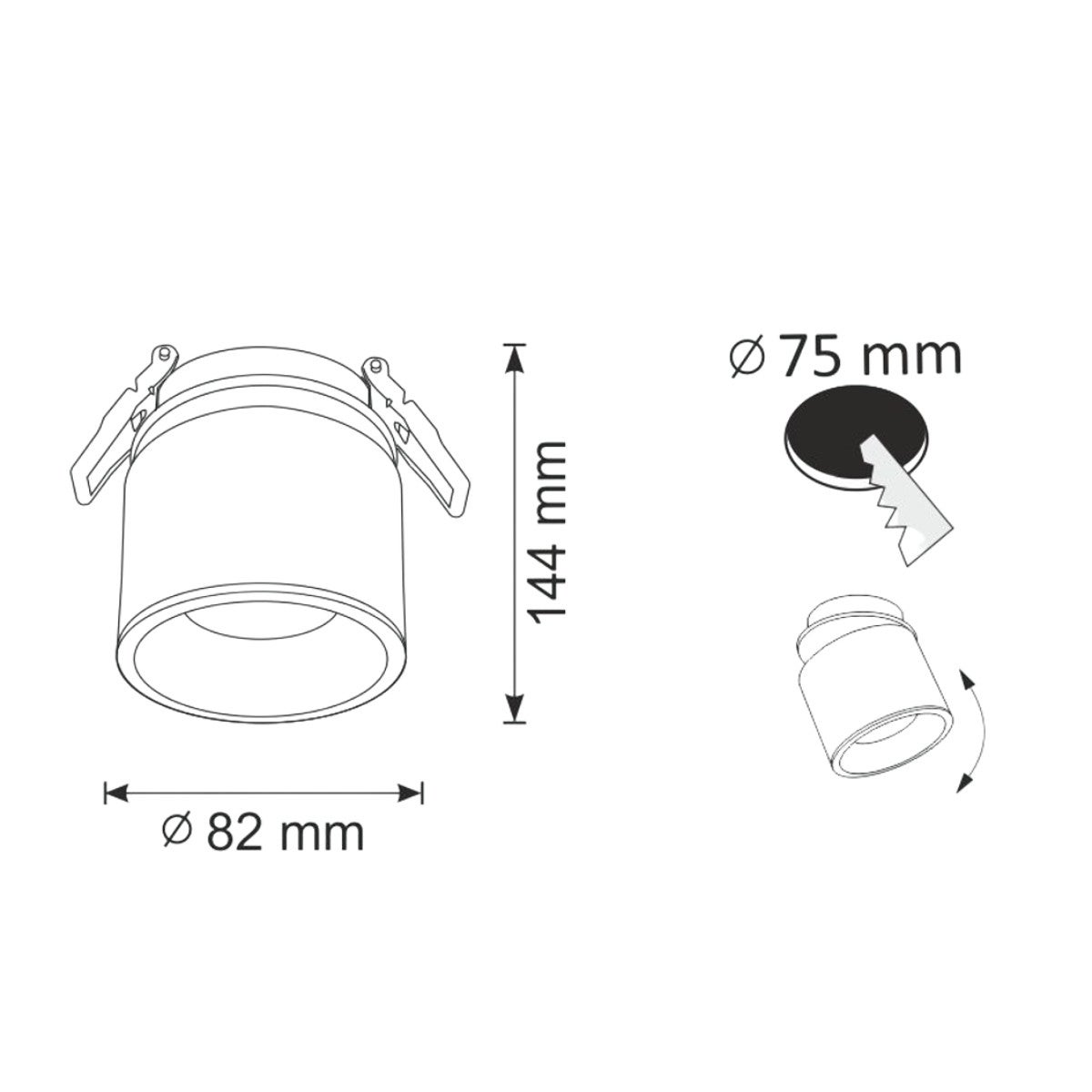 Oprawa sufitowa wpuszczana podtynkowa Haron szara 1xGU10x10W okrągła ruchoma IP20 wym: 14,4 x 8,2 x 8,2 cm aluminium Polux - 4