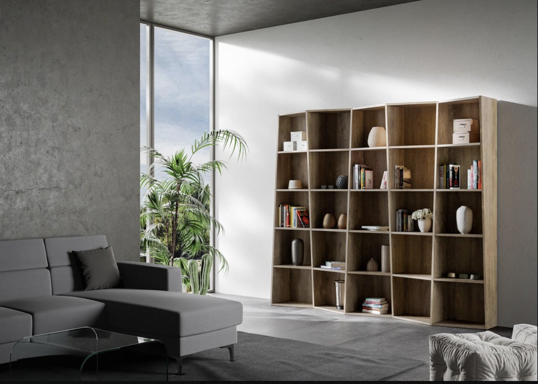 Bibliothèque moderne Trek avec 5 éléments en béton - 7