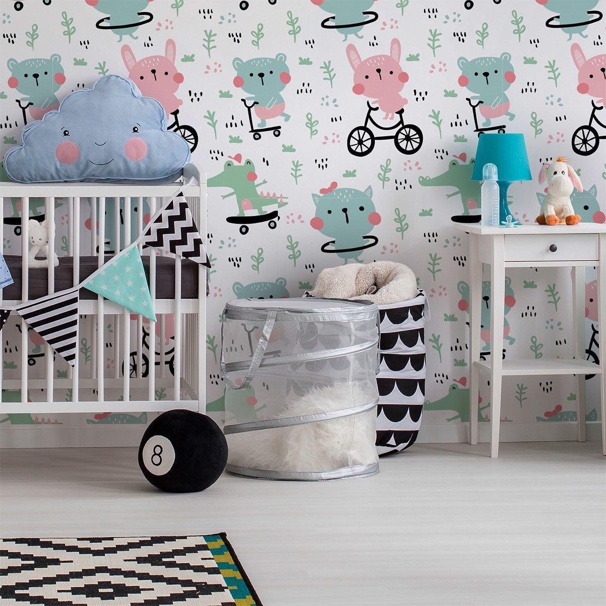 Adesivo carta da parati dei bambini animali della foresta acrobati - Sticker adesivo - adesivi murali - 50x50cm - 3