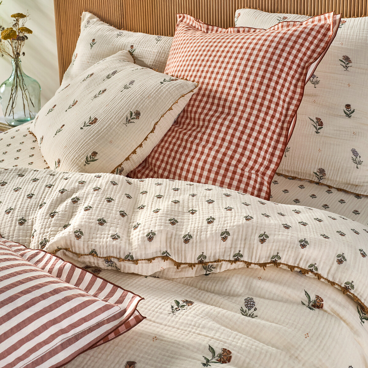 Drap housse gaze de coton bonnet 30 cm, Emeline - Imprimé - 160 x 200 cm - 2