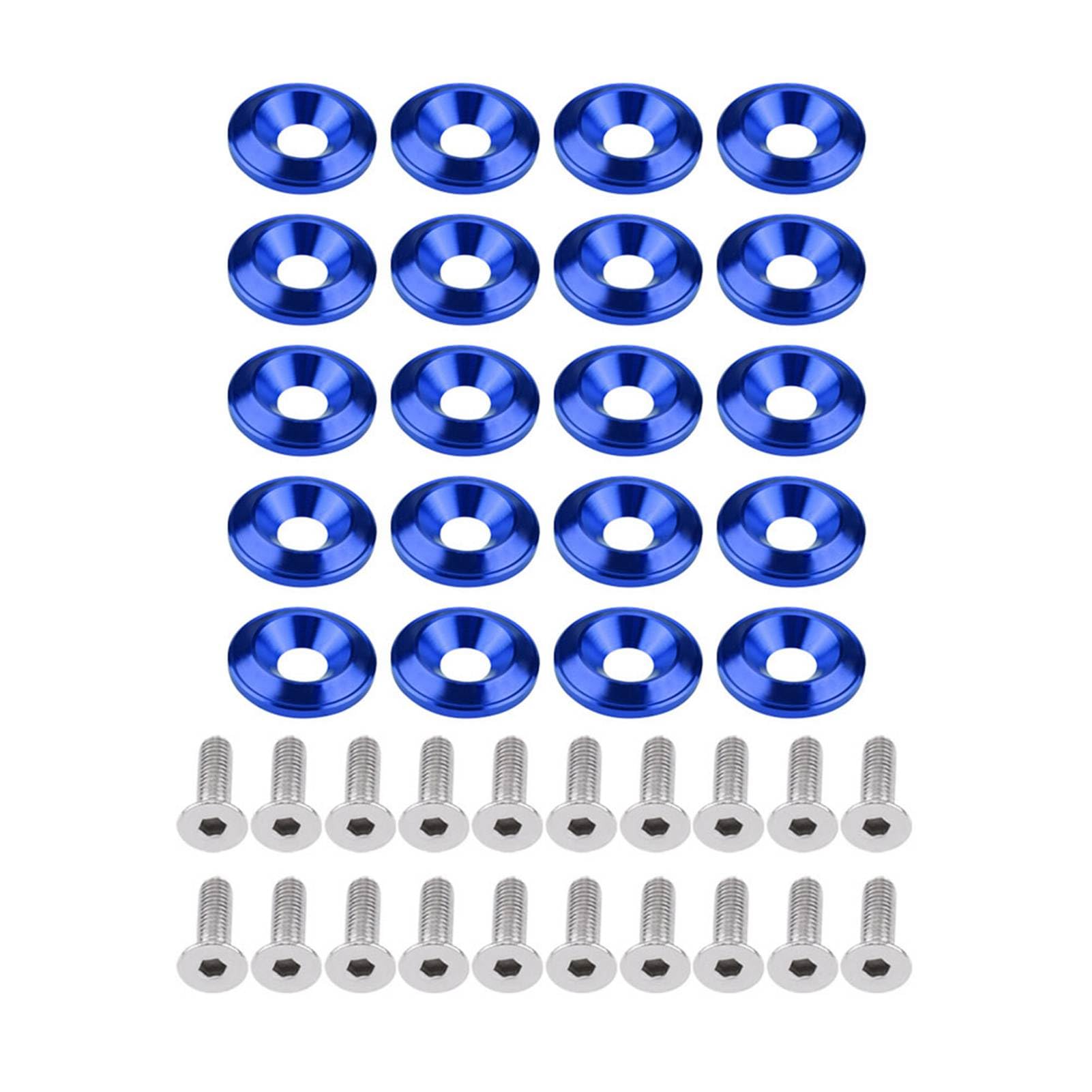 Kit De 20 Boulons Rondelles Pare-chocs Aluminium - Bleu - Customise Ton Moteur Et Extérieur Auto