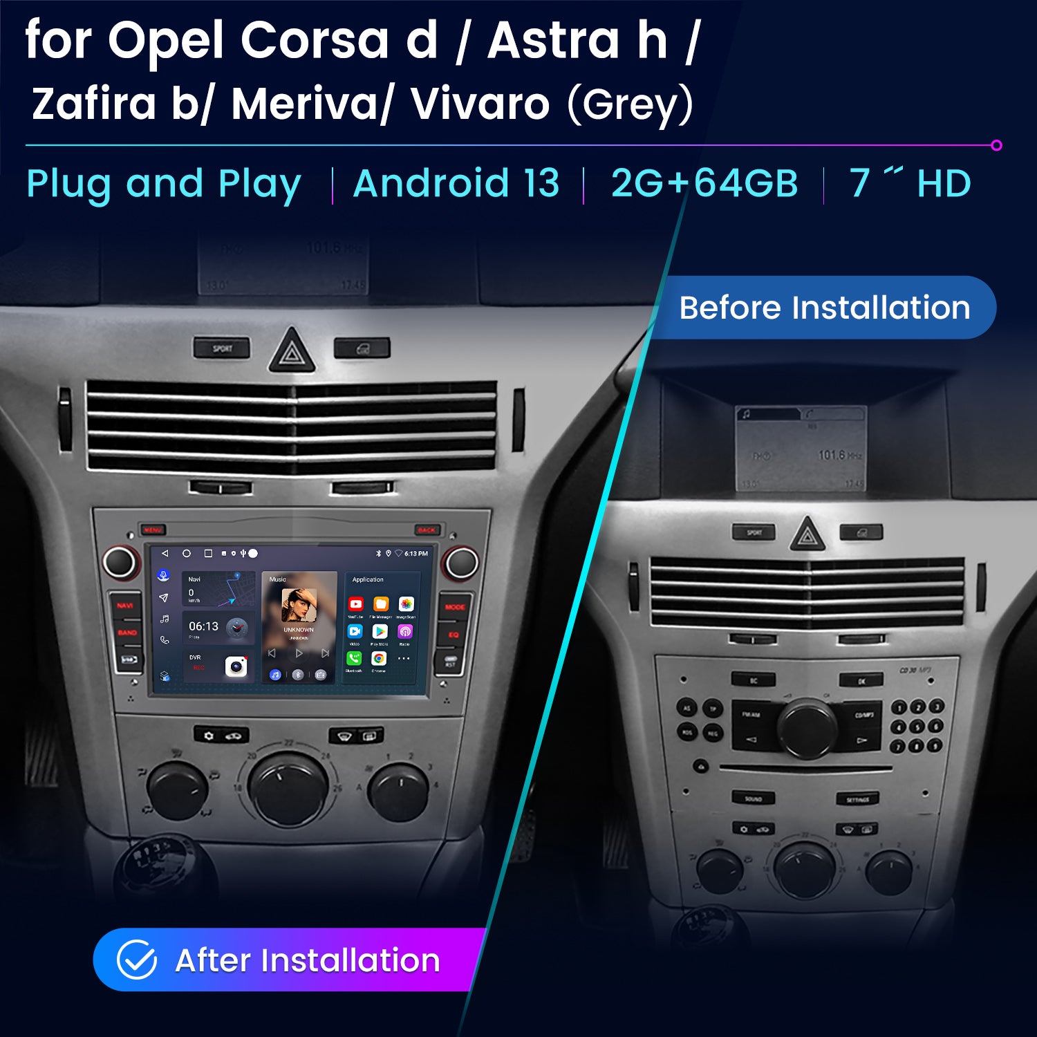 Autoradio Android Per Opel Astra/Corsa/Zafira/Meriva | CarPlay Wireless E Android Auto | 2G+32G Con Retrocamera