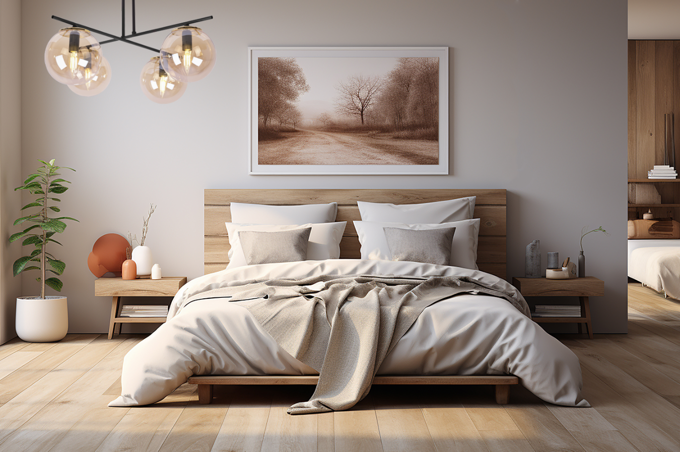 Lampa sufitowa wisząca Modena modern 4xE27 abażur kula miodowa/złota Light Home LH - 3