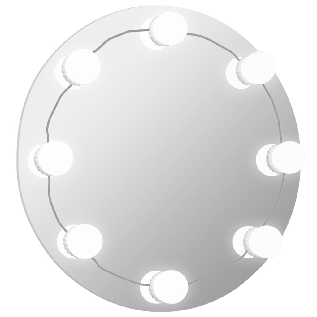 Espejo decorativo | espejo de pared sin marco con luces led redondo de vidrio cfw740187