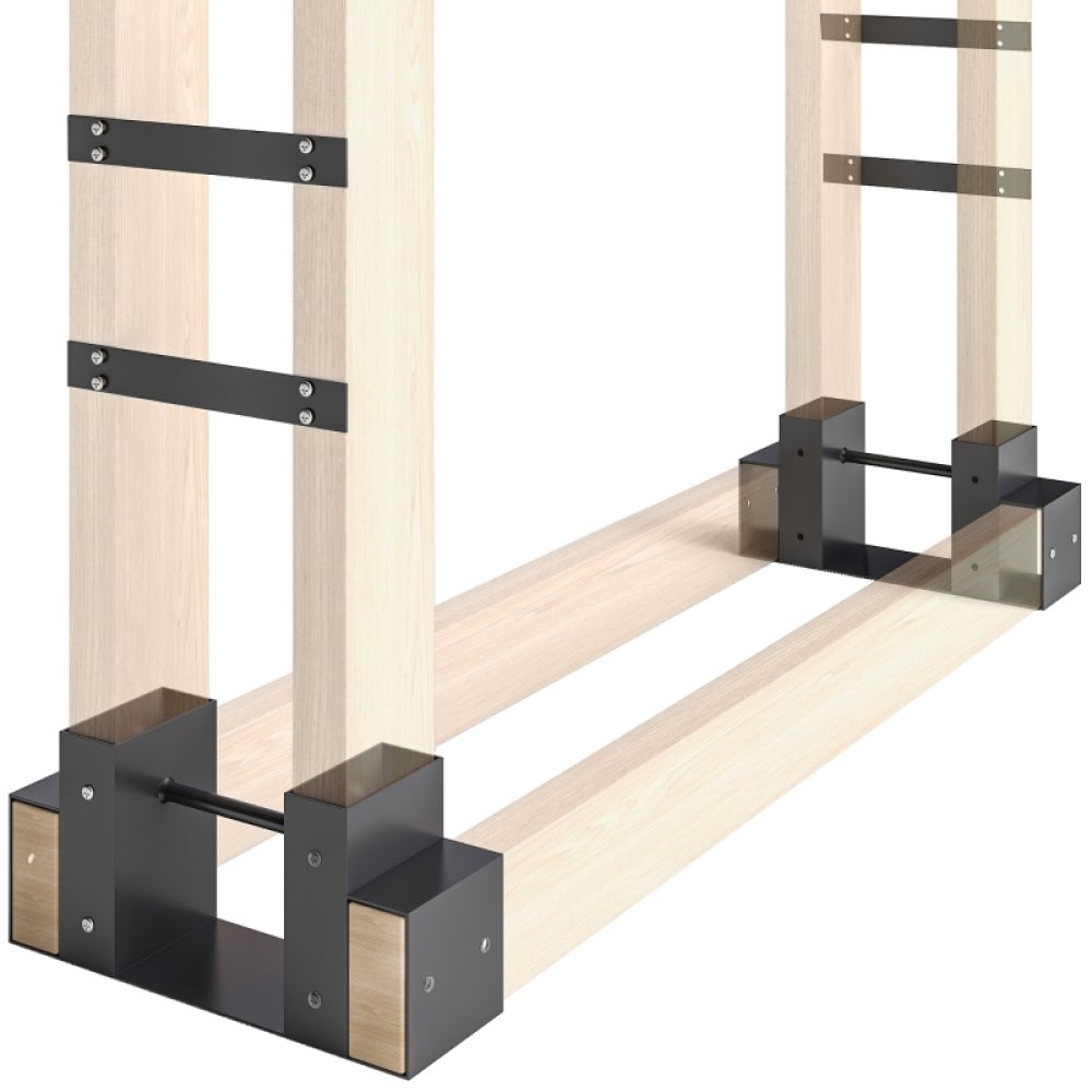 Zestaw 2 czarnych metalowych wsporników do wnętrz z drewna, regulowana długość, solidny i łatwy w montażu