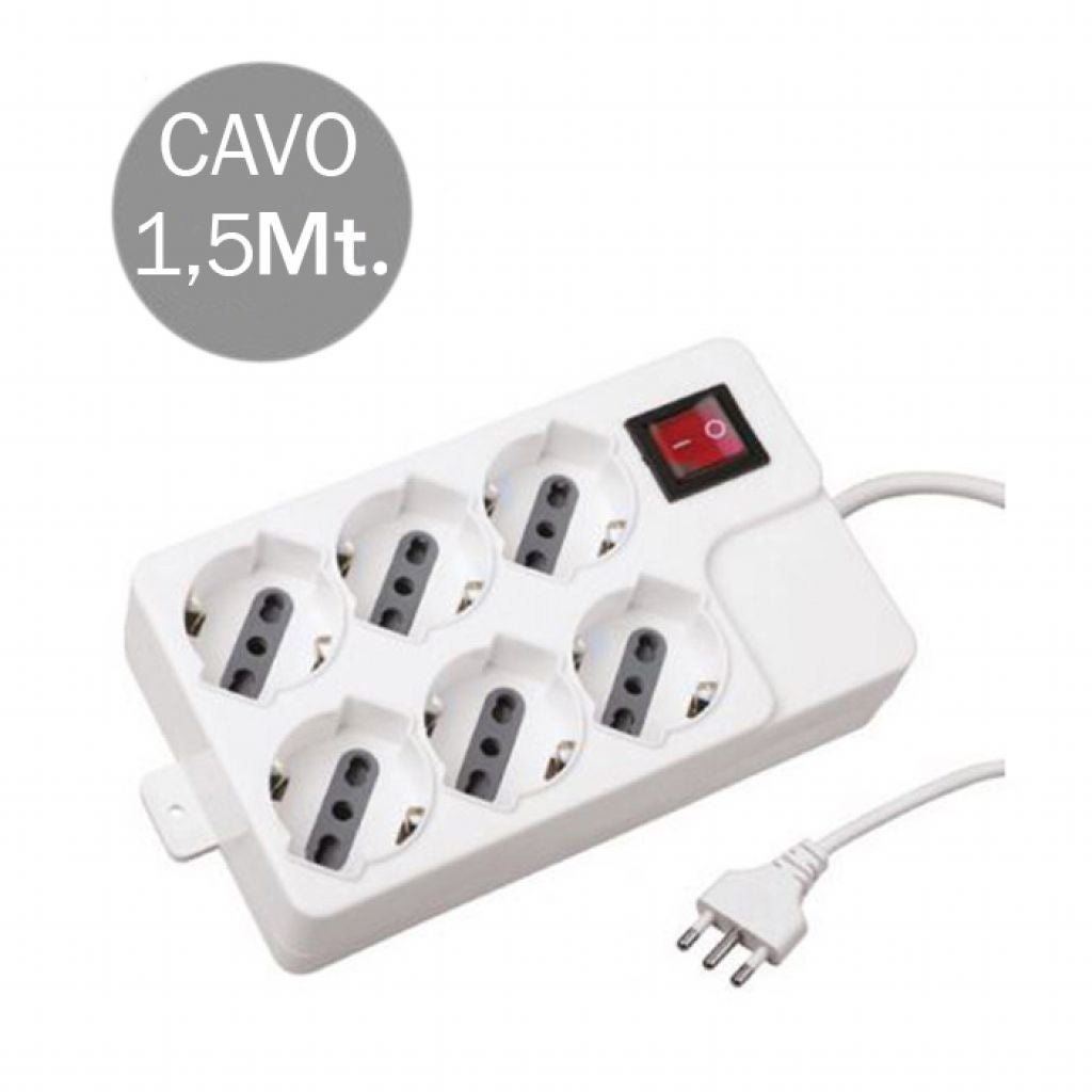 2 Rallonges Schuko 1.1m - 16A/250V - 4000W - Blanc - Sécurité Enfant