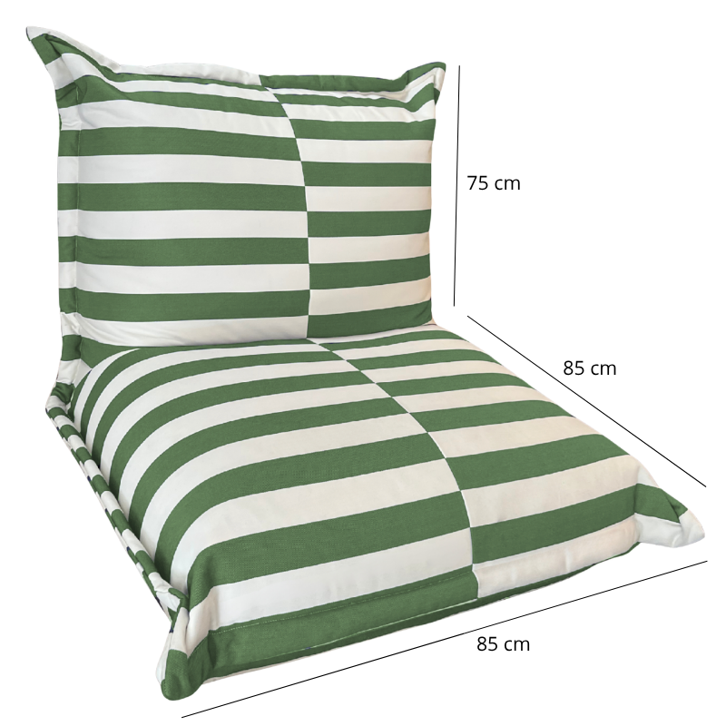 Pouf extérieur à rayures imperméable anti-uv BANANAIR 85 x 85 x 75 cm vert - 5