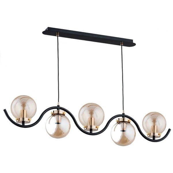 Lampa wisząca Korda czarno-bursztynowy 5xE14x40W szklane kule wym: 90 x 97 x 14 cm szkło Alfa