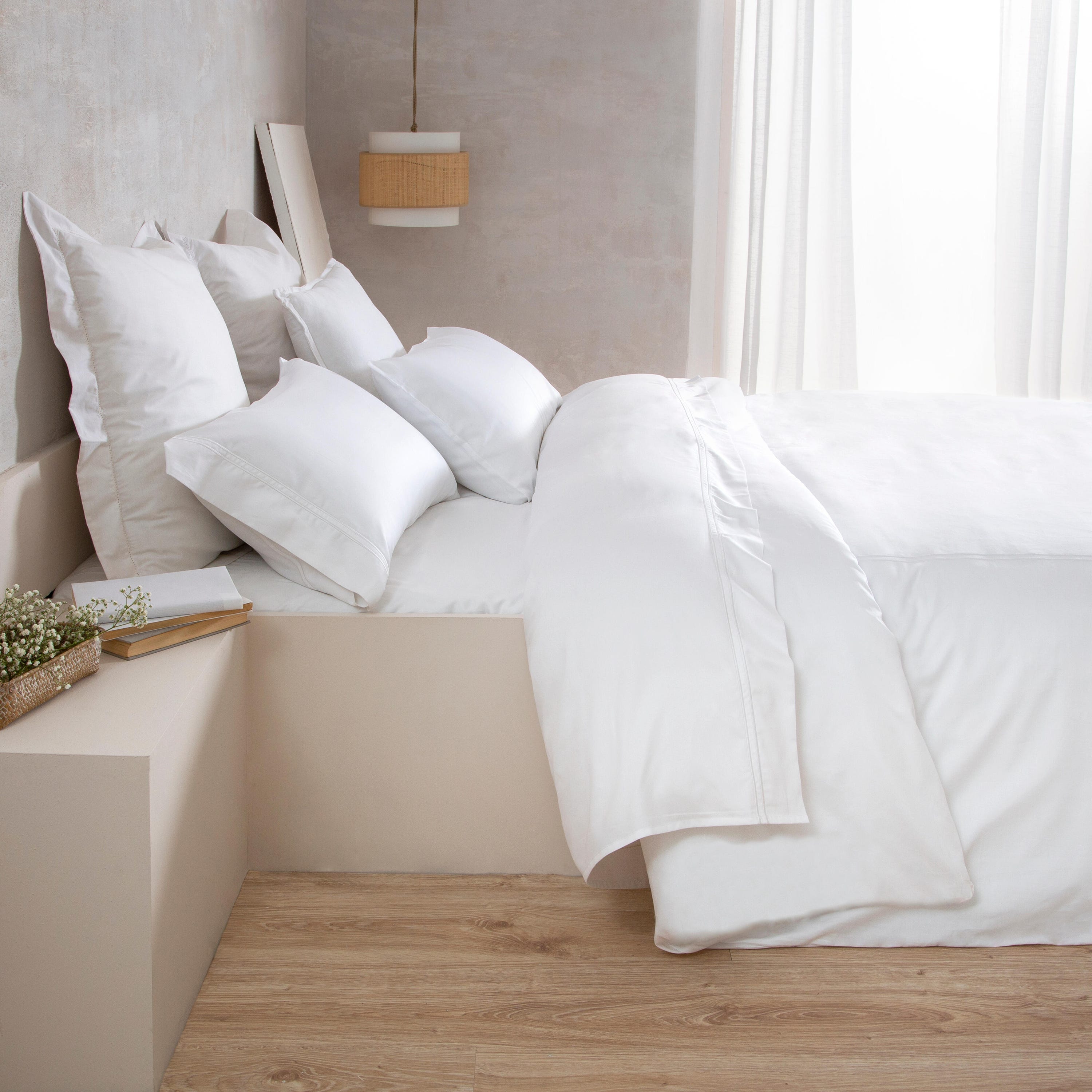 Lençol de cima Bordón INSPIRE algodão 300 fios branco cama 180 cm - 4