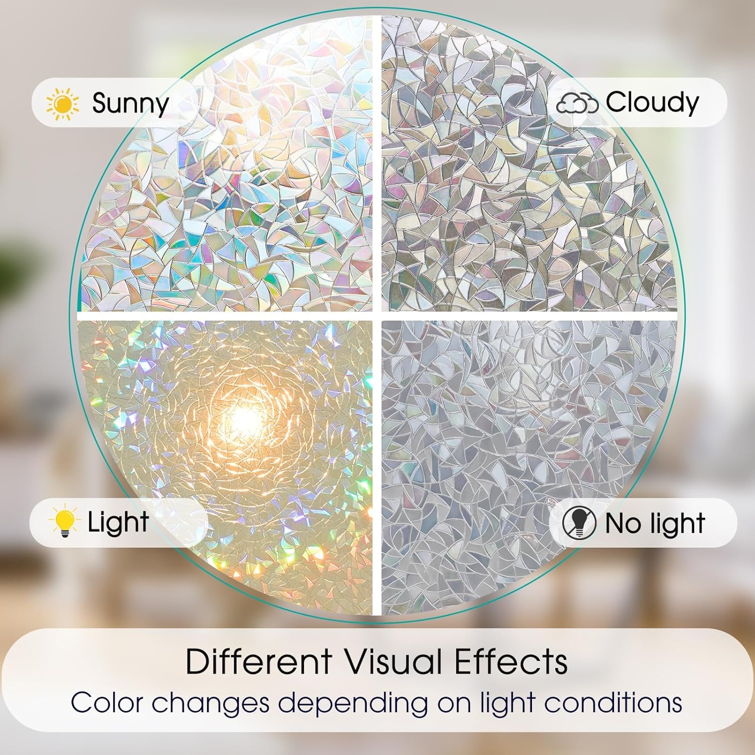 Film de confidentialité en verre coloré : film givré arc-en-ciel pour fenêtres en verre, film décoratif statique autocollant pour verre (44.5*200 cm) - 8