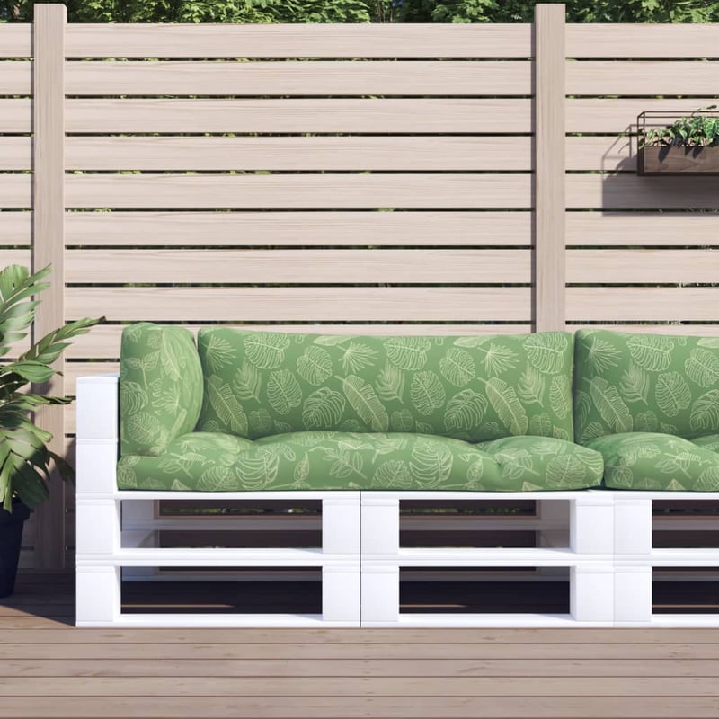 Poduszki na palety, 3 szt., wzór w liście, tkanina Oxford vidaXL