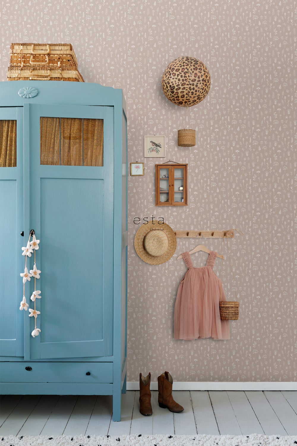 Papier peint fleurs vieux rose et blanc - 53 cm x 10.05 m - ESTAhome - 7