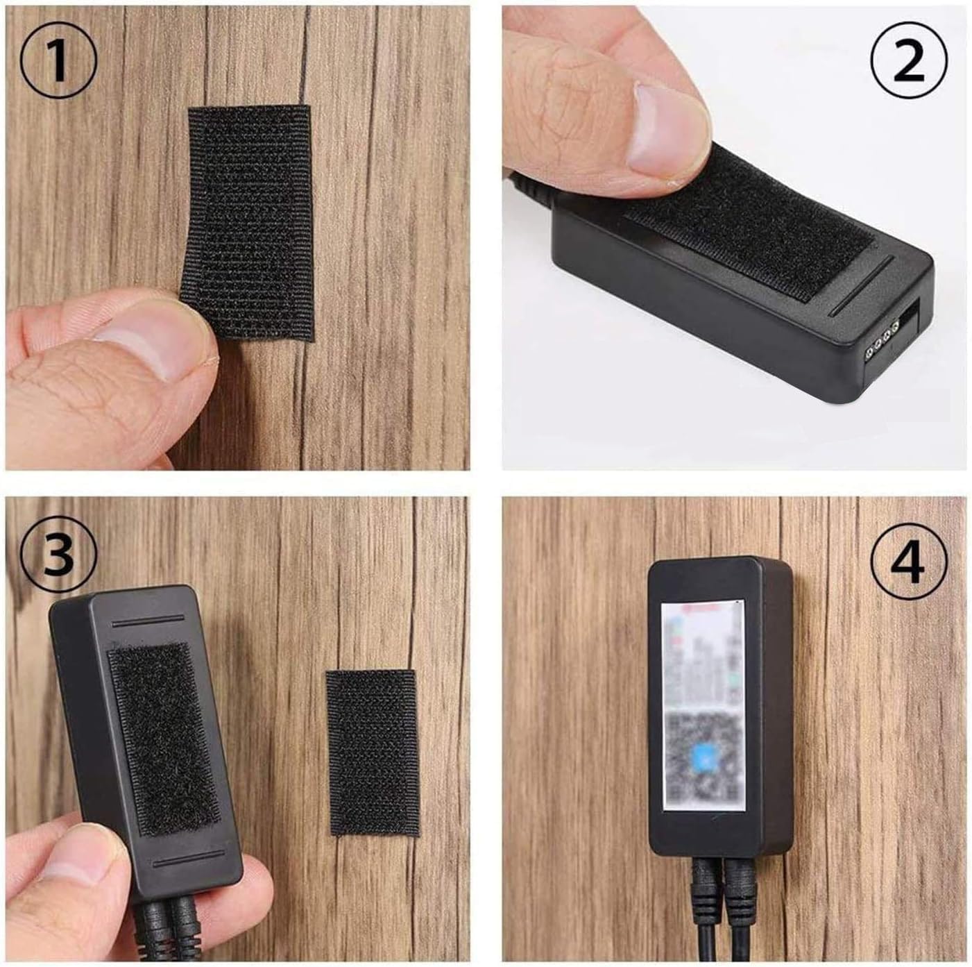 Lot de 20 30mmx10cm Bandes auto-adhésives extra fortes double face Rectangle Adhésif Double Face Noir Puissant Réutilisable - 5