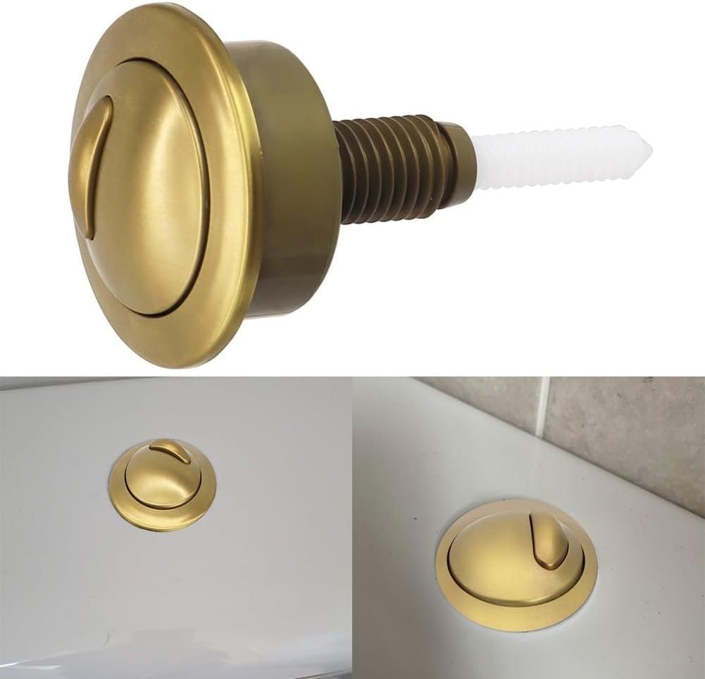 Bouton Poussoir Chasse d'Eau Doré Brossé – Remplacement pour Réservoir WC Twyford Optima 49 - 3