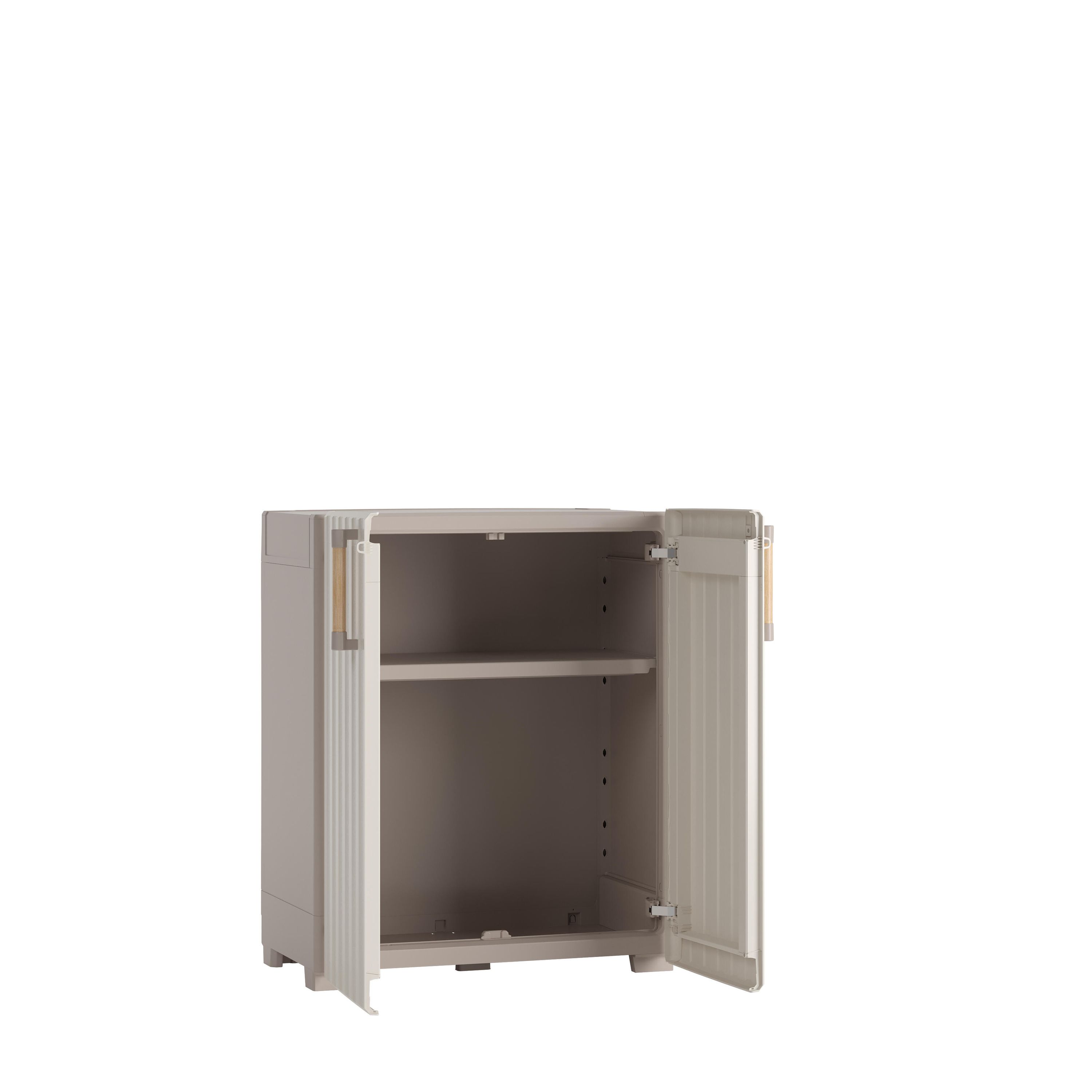 Armoire basse en polypropylène avec 2 portes et 1 étagère beige 98x80x45cm - 2