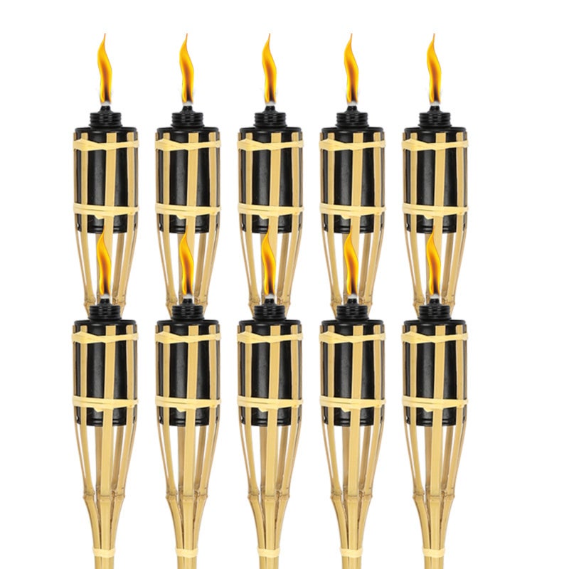 Zestaw 20 pochodni ogrodowych, bambusowych, z knotem, oświetlenie nastrojowe, wysokość: 90 cm, kolor naturalny
