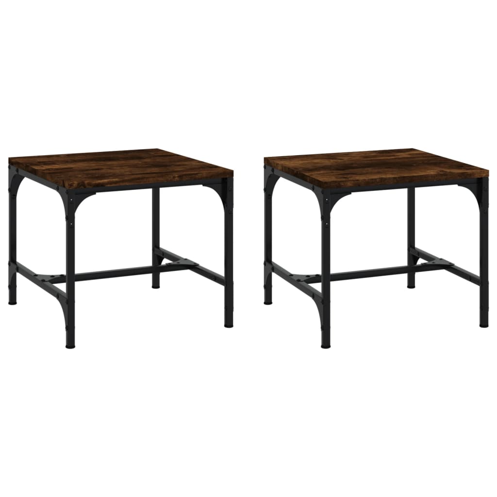 Tables basses | Tables d'appoint | Tables de salon 2 pcs Chêne fumé 40x40x35 cm Bois d'ingénierie - 2