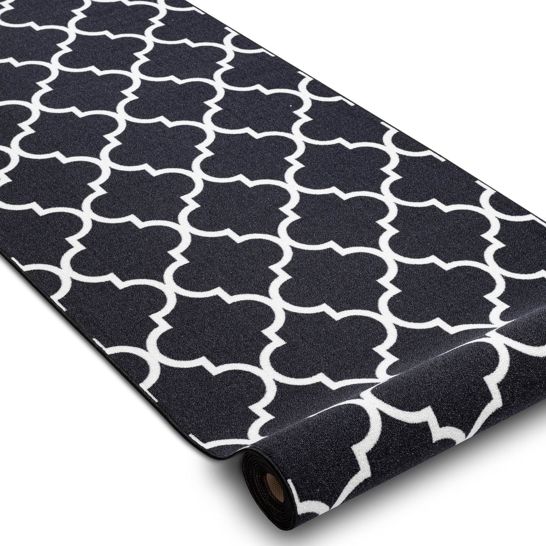 TAPIS DE COULOIR ANTIDÉRAPANT TRÈFLE MAROCAIN 90 cm noir TRELLIS 30350 90x480 cm - 2