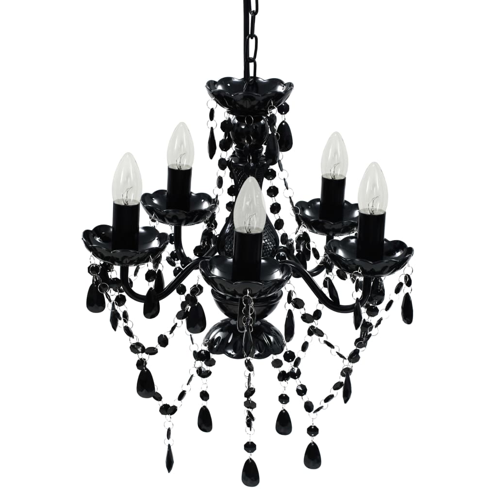 vidaXL Lustre avec 5 ampoules Crystal noir - 3