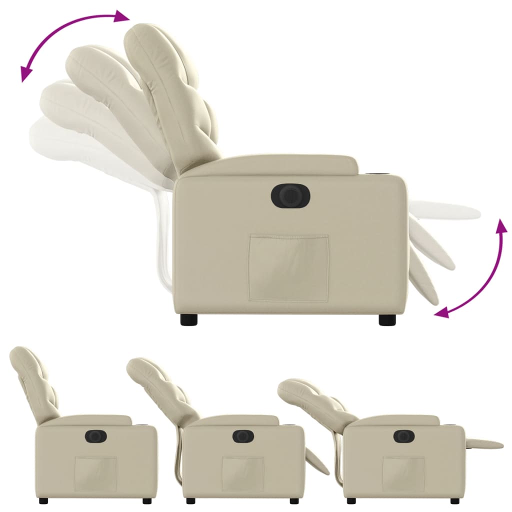 Fauteuil inclinable électrique Crème Similicuir - COMFORTXL - 5