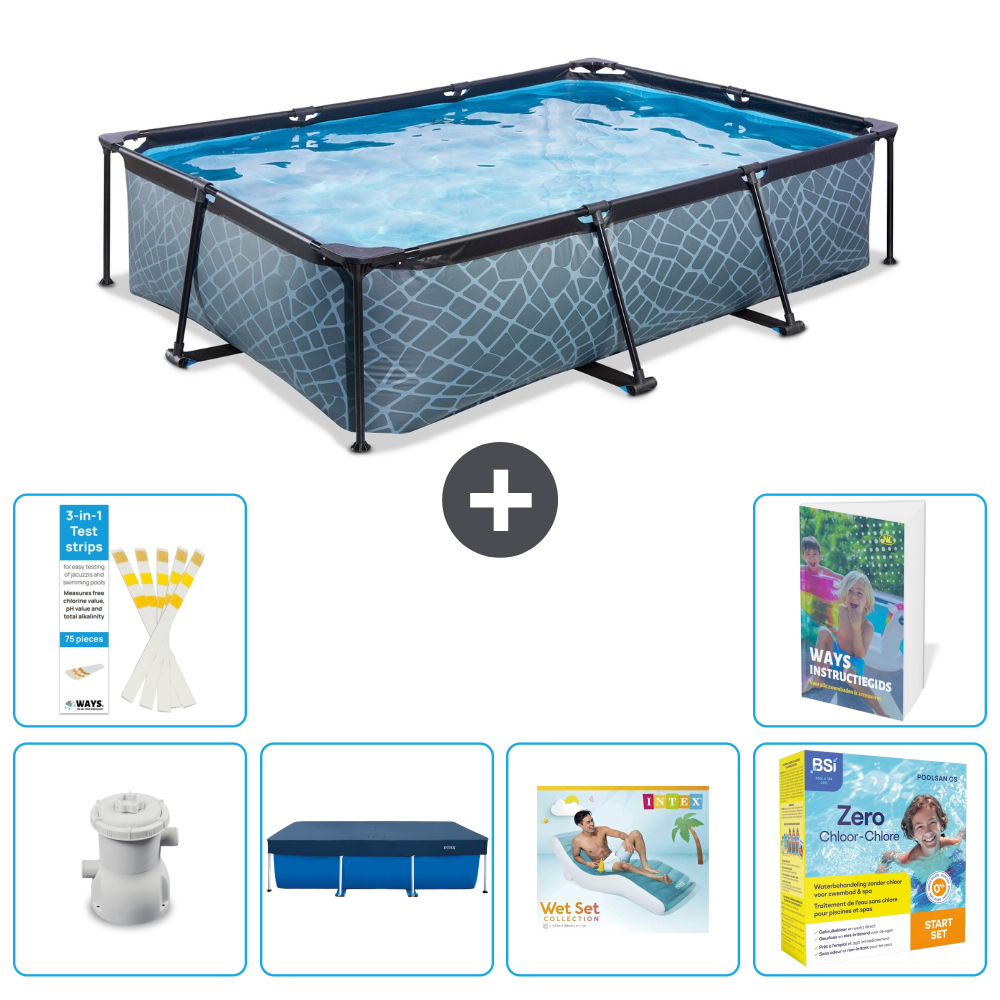 Exit-toys Piscina Exit Rectangular - Efecto piedra - 300x200x65 cm - 7 ...