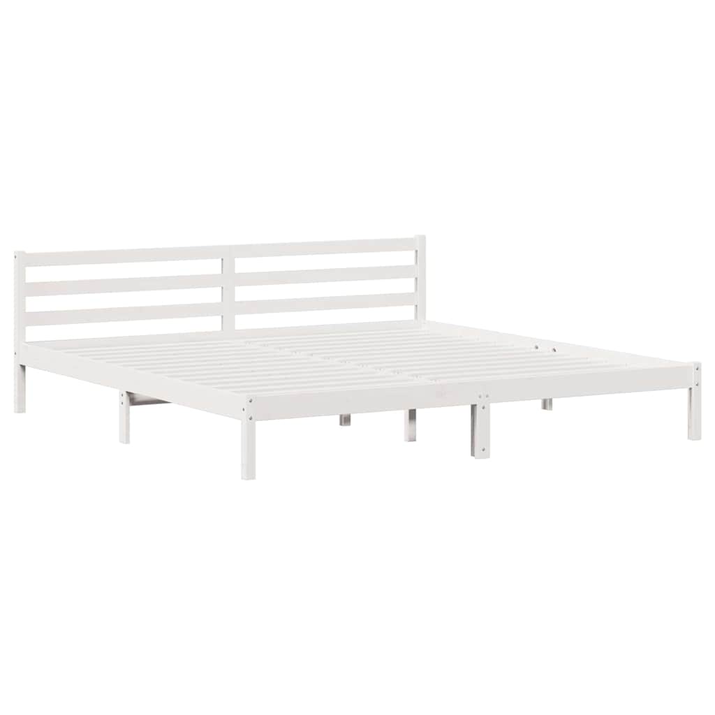 Cadre de lit blanc en bois de pin massif pour la chambre, 225,5 × 205,5 × 69,5 cm - 2