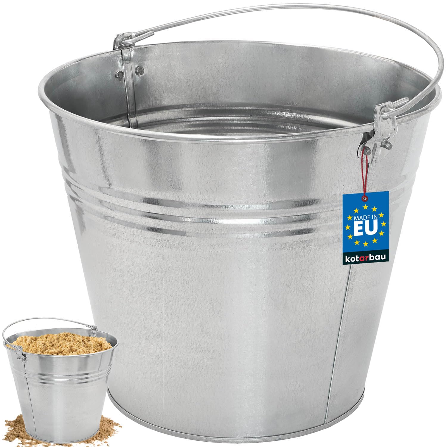 Wiadro ocynkowane ocynk budowlane ogrodowe blaszane metalowe 15l z uchwytem - KOTARBAU