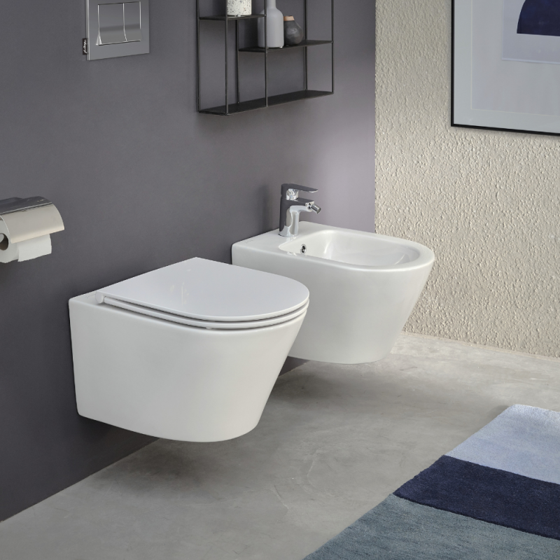 Élément Mural WC Suspendu 82 Cm HOROW - Avec évier Intégré, Bleu Ou Blanc, Installation Complète