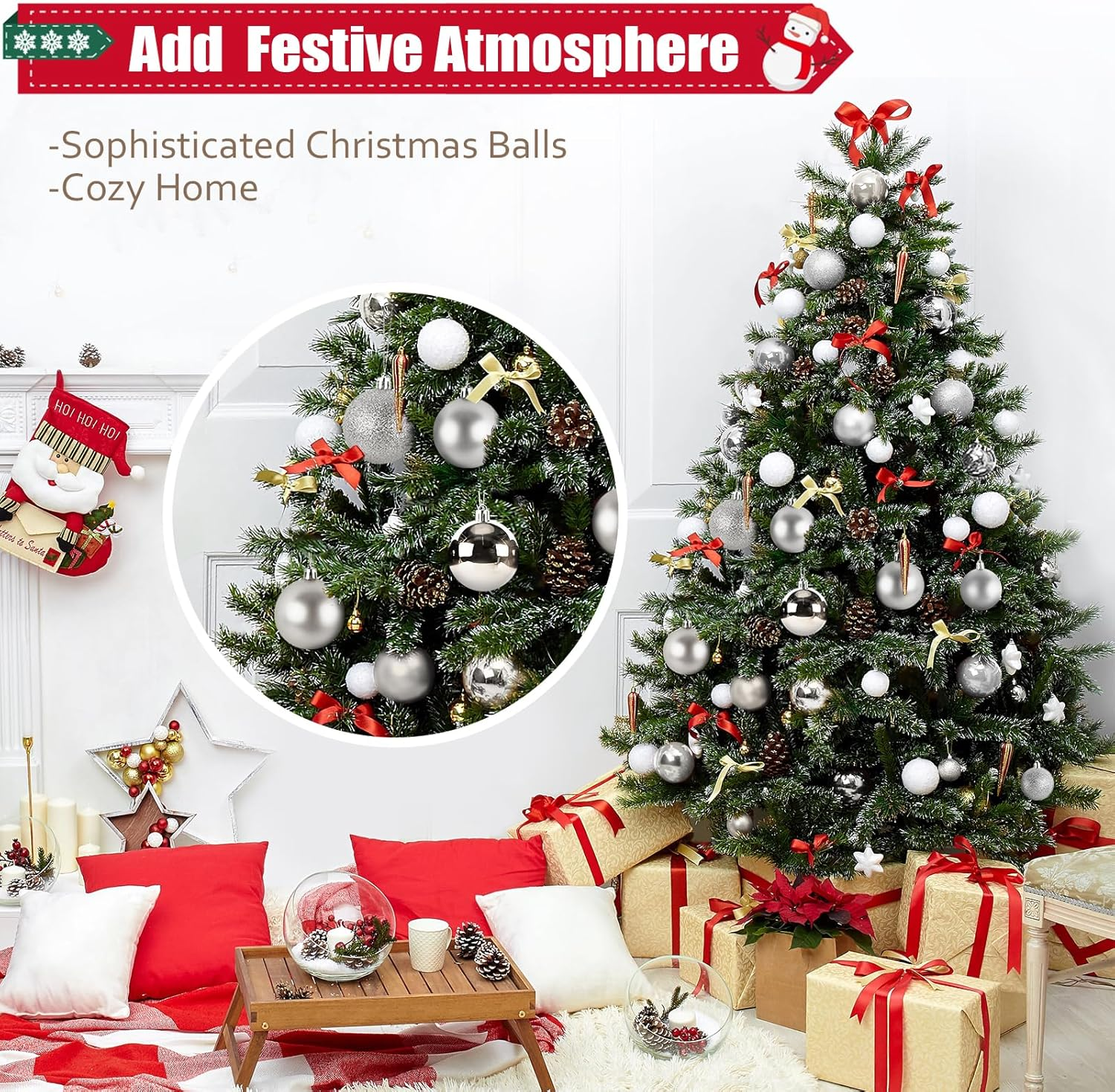 Conjunto de 36 enfeites para árvores de Natal, Conjunto de bolas de Natal, Pingentes para árvores de Natal, Presente de Natal, Decorações de Natal - 3